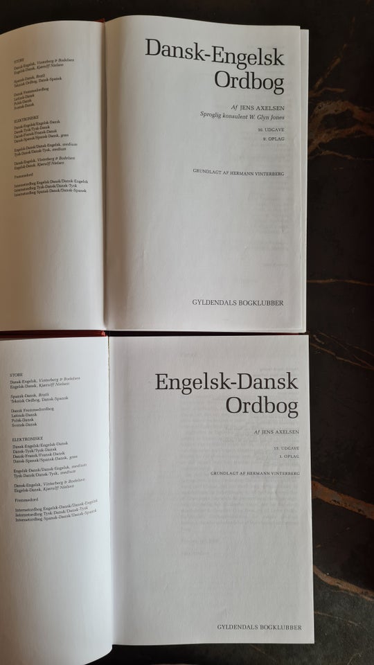 Ordbøger Dansk><Tysk og Dansk><Engelsk, Gyldendal, emne: