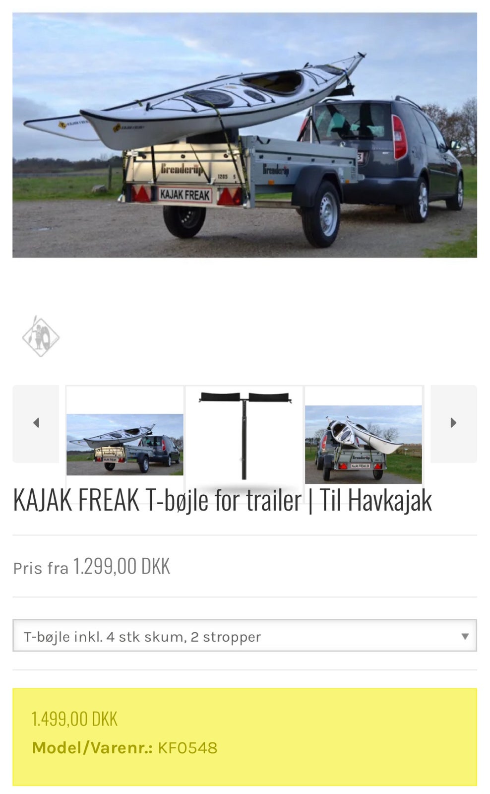 Kajak holder til trailer.

 KAJAK FREAK T-bøjle...
