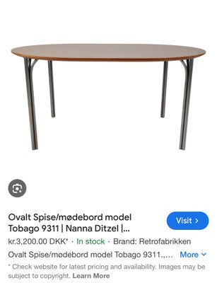 Spisebord m/stole, Træ og metal, Nanna Ditzel Tobago 9311 Fredericia møbler, b: 110 l: 150, Nanna Di