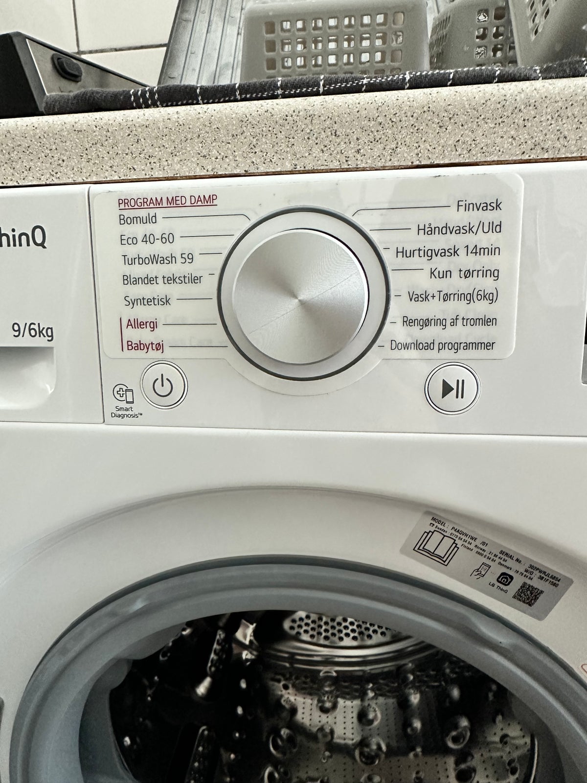 LG vaskemaskine, P4AQVH1WE, vaske/tørremaskine