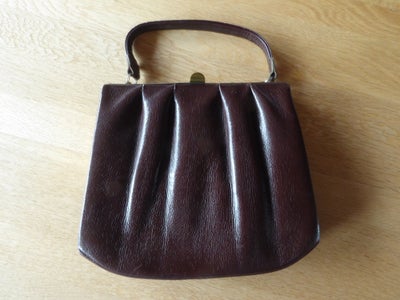Anden håndtaske, Vintage, skind, En fin vintage håndtaske i brunt skind, foret med beige nubuck og h