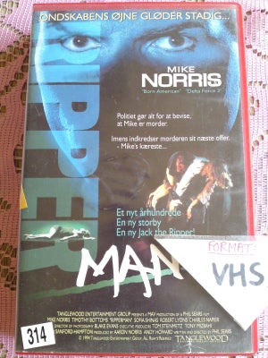 Action, Ripper man , instruktør Phil sears, Spænende actionfilm på VHS, x-leje, fra 1994, spilletid 