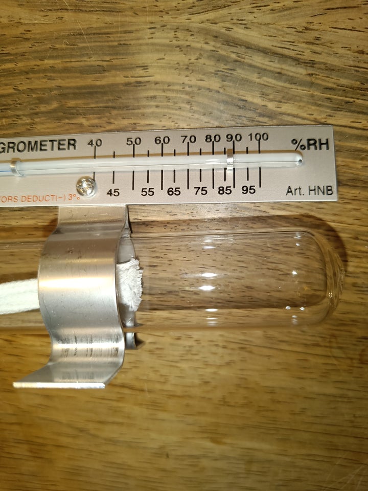 Hygrometer, FUGTIGHEDSMÅLER M/GLAS & VÆGE