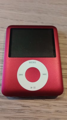 iPod, Nano, 3rd gen, 8 GB, God, Nano 3rd gen i anodiseret rød finish.

Forside fremstår meget pæn me