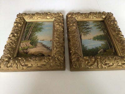 Billeder, TO GL MINIATURE MALERIER, To gamle miniature malerier , begge med landskab  med hav, træer