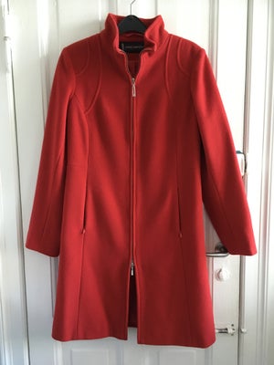 Frakke, str. 38, Easy Comfort,  rød,   80% uld,  Næsten som ny, Skjult Lynlås foran - tovejs, skjult