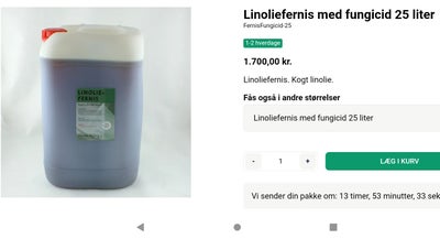 LINOLIE FERNIS, MORSØ MALING, 14 liter, LIDT OVER EN HALV DUNK (OPRINDELIG 25 LITER) SÆLGES - NYPRIS