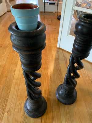 2 ÆLDRE FLOTTE  60 cm LYSESTAGER i TRÆ, Barley Twist candlesticks, Disse lysestage er i super flot s