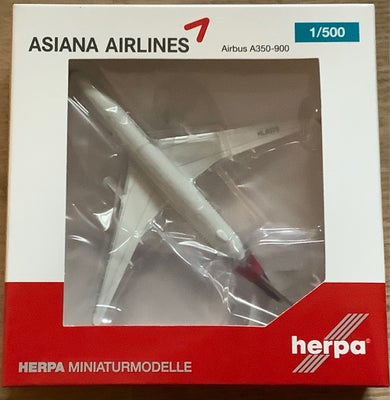 Modelfly, Herpa Wings Asiana Airlines Airbus A350-900, skala 1/500, I original æske aldrig åbnet

Sa