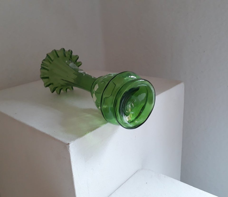 Grønt Glasvase, Vase, Mundblæst