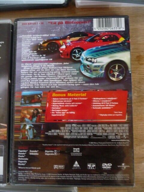The Fast And The Furious 3 stk, DVD, action
