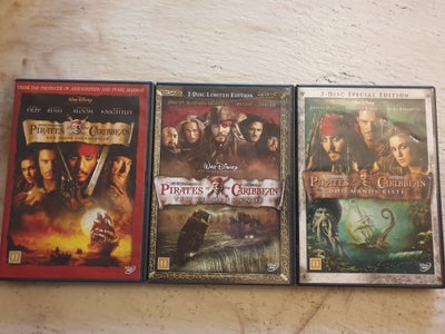 Pirates of the Caribbean , instruktør Jerry Bruckheimer , DVD, familiefilm, Sælger disse 3 forskelli