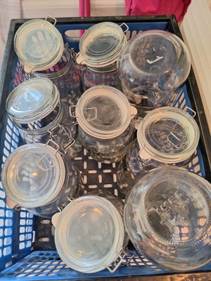 Glas, Opbevaringsglas, Korken, 9 stk Korken 1,8l opbevaringsglas fra ikea. 
Ingen skår