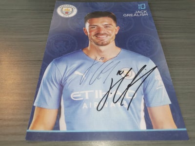 Autografer, Jack Grealish autograf, Sjældent Manchester City autograf kort som kun bliver givet ud t