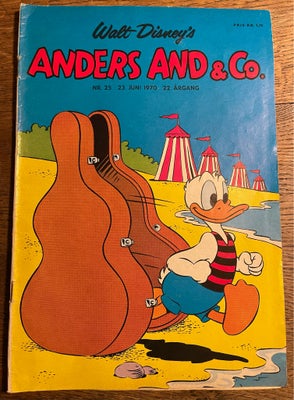 Anders And 1970 nr. 25, Walt Disney, Tegneserie, Inkl. bagklap:
- Andeby Idrætspark