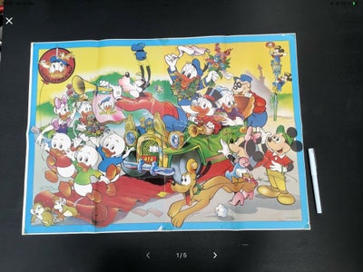 Dobbelt Disney plakat fra 1984, b: 62 h: 44, Dobbelt plakat med Anders And, Andersine, Rip, Rap og R