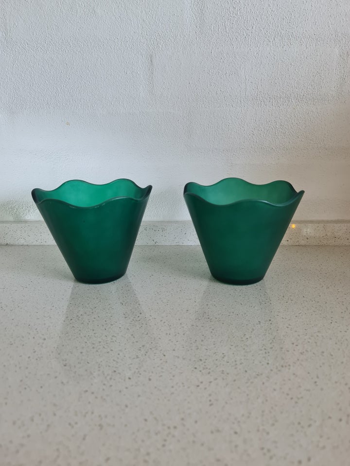 Lysestager til fyrfadslys i glas - Grønne - 2. stk
