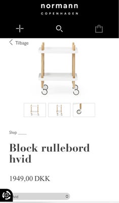 Rullebord fra Normann, sofabord, Normann Copenhagen, Hvidt rullebord fra Normann Copenhagen, nogle r