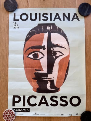Plakat, Picasso, b: 59,5 h:  84, Louisiana plakat med værket, Tête de femme, kvindehoved, (1961), af