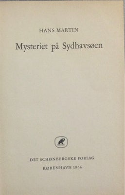 Mysteriet på sydhavsøen, Hans Martin, genre: roman