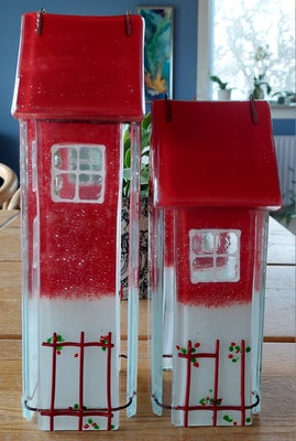 Glas, Jule glashuse, Glashuse fra GladGlas er dekoreret i 2 farver, med blomster, må vinduer med hvi