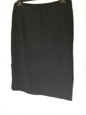 Nederdel med slidser, str. 44, Luxzuz One Two,  sort,  Viscose,polyester, elastan, slidser-21 cm i h