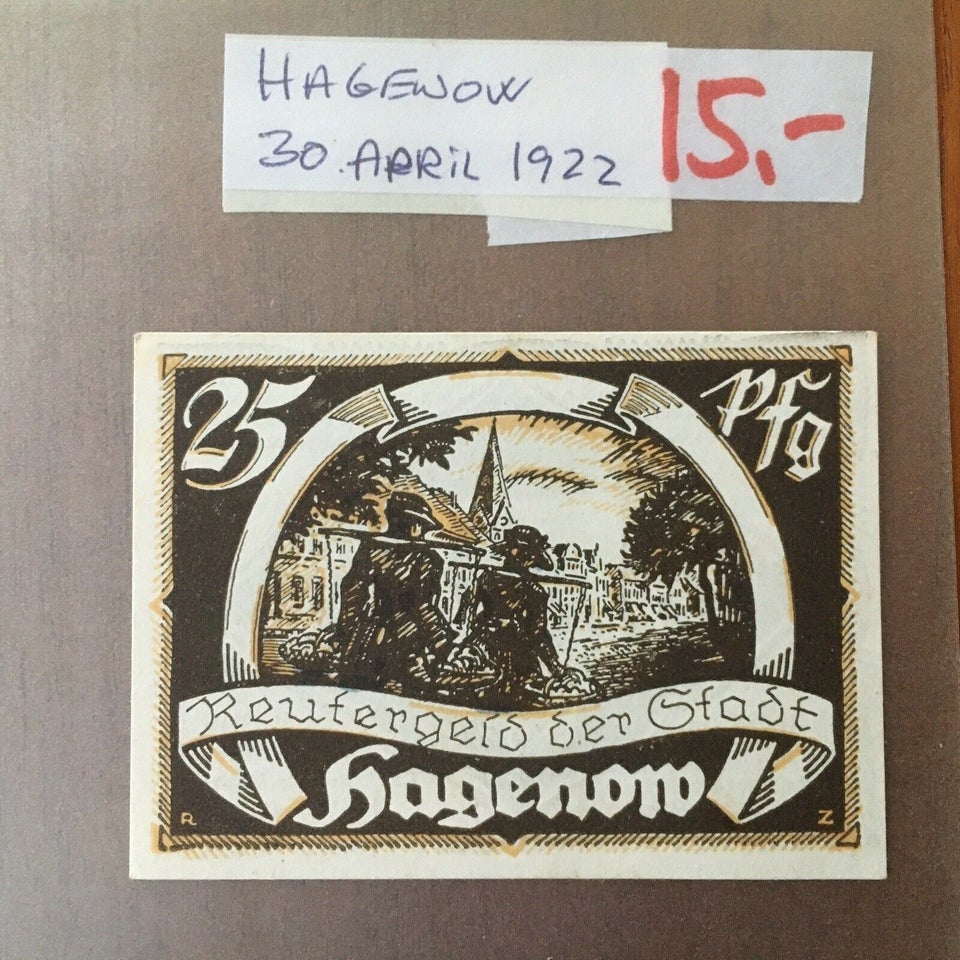 Vesteuropa, sedler, 1922