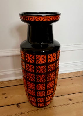 Keramik, Retro Gulvvase, Orange, W. Germany, nr. 261-42, En meget dekorativ keramik gulvvase fra W. 