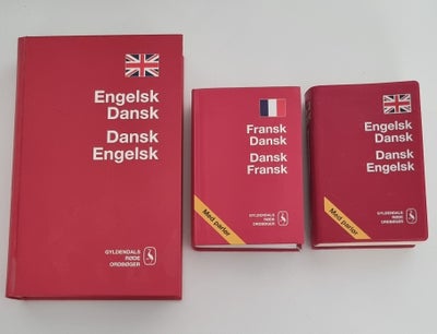 Dansk-Fransk Dansk-Engelsk, Gyldendals, Meget fin stand. 
25 kr pr stk.