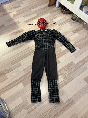 Udklædningstøj, Sort Spiderman med muskler og maske, Str 128, 8 år, Jeg sender gerne :)
Halloween 
F