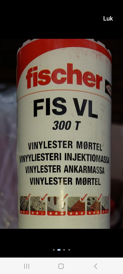 Fischer indsprøjtning mørtel