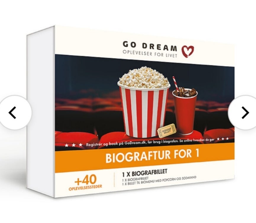 Godream, Biograf gavekort inklusiv popcorn og sodavand