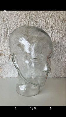 Skulptur  ansigt i glas 1:1  glashovede, Glasmannequin glashoved
28 x 16 cm yderst fin stand, se fot