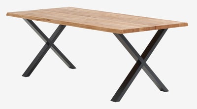 Spisebord, Træ og stål, Jysk, b: 95 l: 200, udstillings model.

Lækkert planke bord med sorte ben.

