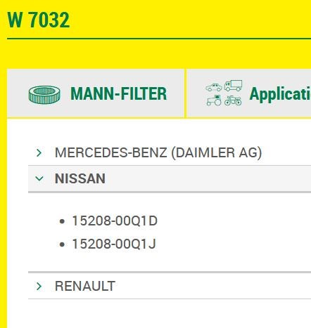 Andre reservedele, Oliefilter, Renault