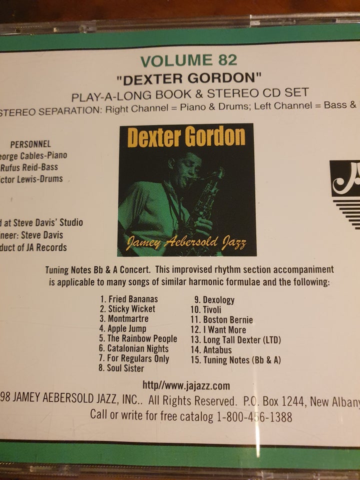 Dexter Gordon: Jamey Aebersold vol. 82, jazz