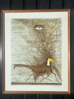 Litografi, Lars Bo, motiv: Peeping Tom (sagnet om Lady Godiva), b: 50 h: 61,5, Originalt og signeret