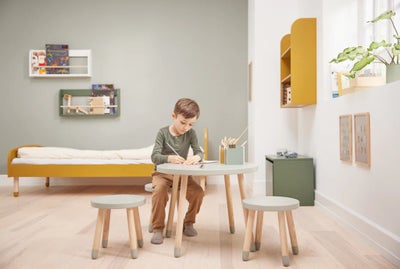 Børne møbler - bord / slagbænk +  skamler  , FLEXA, FLEXA Dots legebord, skammel og slagbænk, er des