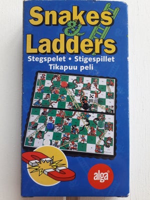 Snakes & Ladders, rejsespil, brætspil, Brætspil med magneter. 2-5 deltagere fra 4 år.

Hver spiller 