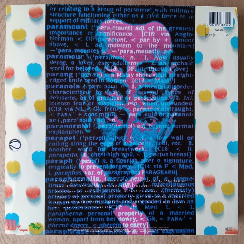 Maxi-single 12", Art of noise, Paranoimia (New special