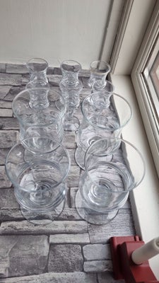 Glas, Øl og snapseglas, Holmegaard, Per Lütken design, klare skibsglas, mundblæste
Fire ølglas, 28 c