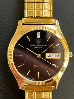 Herreur, Omega, Jules Jugensen Vintage ur - urkasse ca. 34 mm. - istandsat med nyt glas og ny lænke 