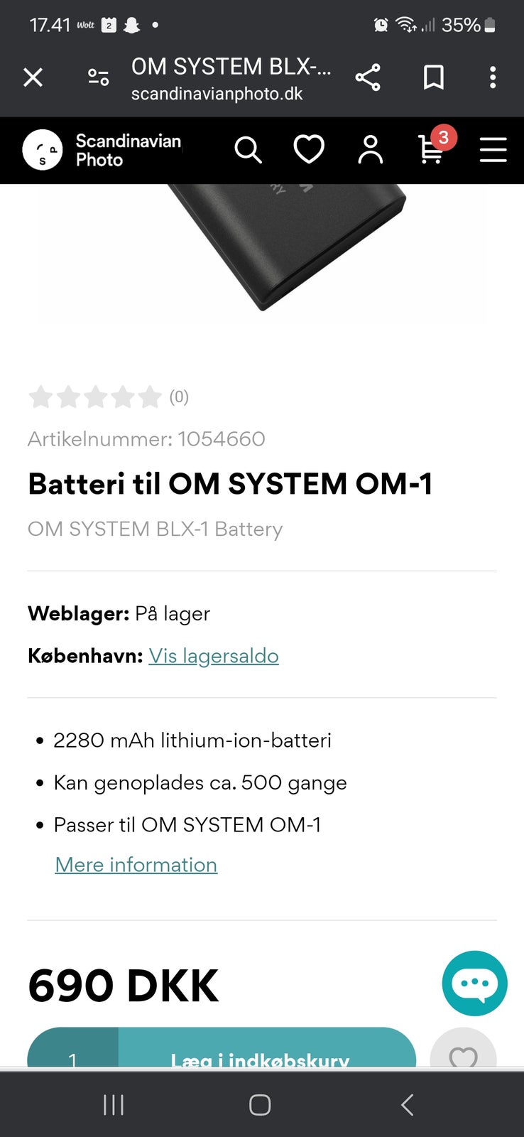 Olympus, OM SYSTEM Batterier 2 stk, Perfekt
