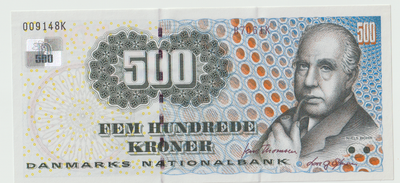 Danmark, sedler, 500 kroner, Flot ucirkuleret seddel fra 97 serien,nr 009148K -
B7061 K
Fragt fra 25