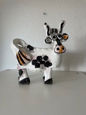 keramik ko, peter sekjær , 2012, pæn og unik  ko sort hvid  lavet af den kendte Faaborg Kunstnere   