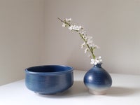 Keramik, vase og skål, motiv: Blå keramik