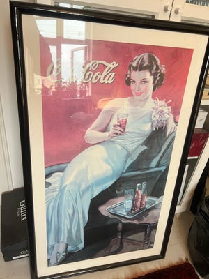 Plakat, Coca Cola, motiv: Dame, b: 60cm h: 105cm, Flot gammel og sjælden vintage reklame fra Coca Co