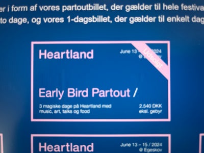 Heartland 2024, Festival, Egeskov , d. 13-15. Juni, Har to Partout billetter til Early Bird pris på 