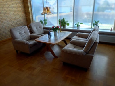 Sofagruppe, stof, 4 pers., 4 stk pæne velholdte lænestole I grå/beige farvet stof og et meget smukt 