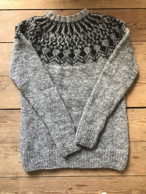Sweater, Islandsk Sweater, str. 38, Grå, Uld, Ubrugt, Islandsk sweater håndstrikket i 100% islandsk 